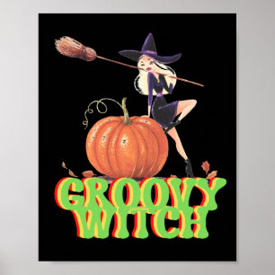 GROOVY WITCH funny Halloween witches Poster