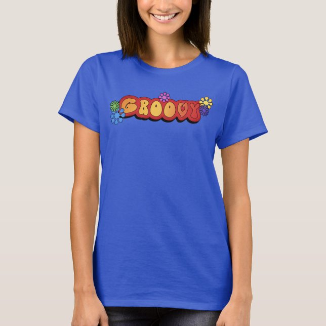 Groovy word art Seventies style tie-dye t-shirt (Front)