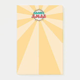 Groovy Xmas retro cartoon typography sign Post-it Notes