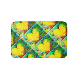 groovy yellow hearts bath mat