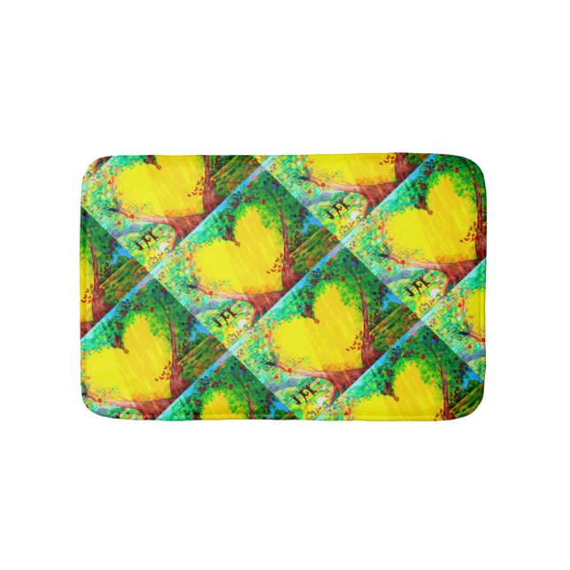 groovy yellow hearts bath mat (Front)