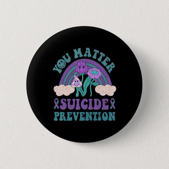 Groovy You 988 Suicide Prevention Awareness  2 Inch Round Button (Front)