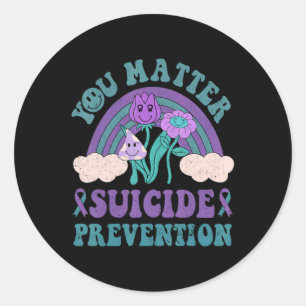 Groovy You 988 Suicide Prevention Awareness  Classic Round Sticker
