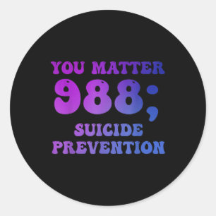 Groovy You 988 Suicide Prevention Awareness Ribbon Classic Round Sticker