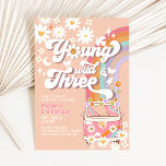 Groovy Young Wild and Three 3rd Birthday Invitation<br><div class="desc">Groovy Young Wild and Three 3rd Birthday Invitation</div>