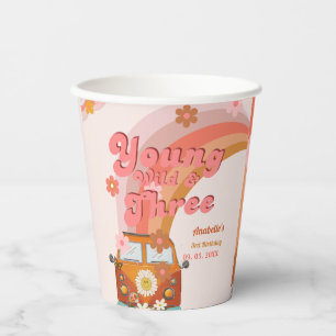 Groovy Young Wild and Three Pink Peach Van Daisy Paper Cups