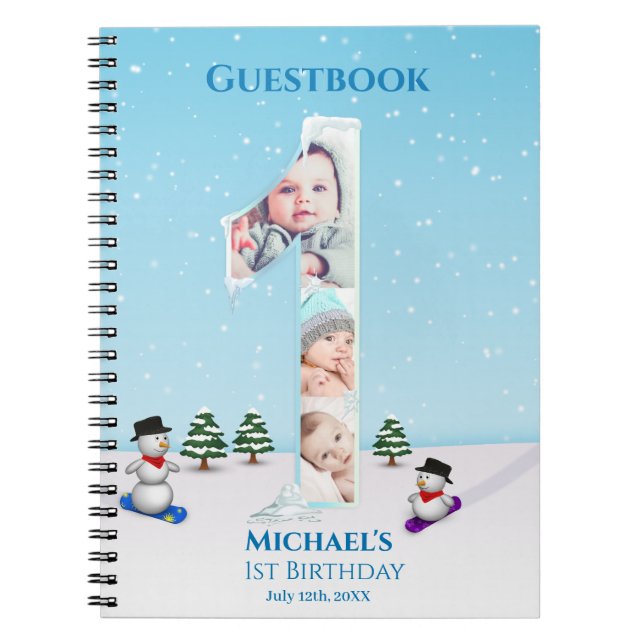 Gros 1er anniversaire Winter Snow Ice Photo Livre  (Devant)