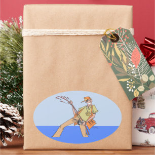 Gros autocollants de Fisherman oval