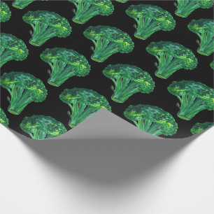 Gros brocoli sur emballage cadeau noir aquarelle