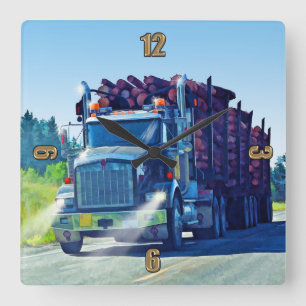 Gros Conducteurs de Camion de Logging Horloge mura