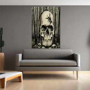 Gros crâne dans la forêt   AI Art Poster
