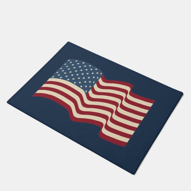 Gros Drapeau Américain Bienvenue Mat Doormat Tapis (Incliné)
