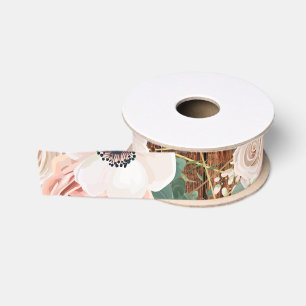 Gros-grain 1,5" grange rose de jardin géométrique de ruban de