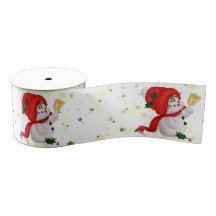 Bébé Bonhomme de Neige avec Ruban de Satin de Noël