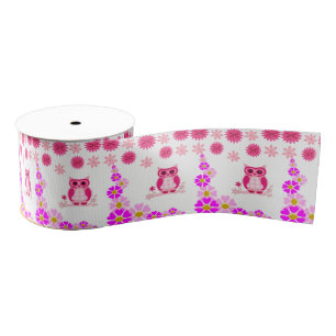 Gros-grain hibou rose ruban décoratif