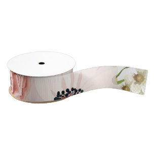 Gros-grain rose de jardin géométrique à ruban à grain de 1,5 
