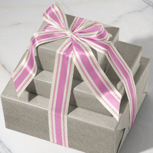 Gros-grain Ruban à ruban blanc cassé et rose bonbon