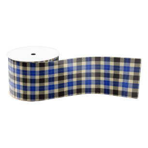 Gros-grain Ruban bleu marine et ruban noir tartan