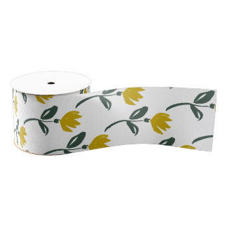 Gros-grain Ruban Fleurs Jaunes Douces