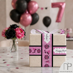 Gros-grain Ruban Grosgrain Coccinelles Rose Chaud