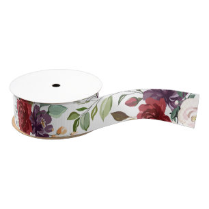 Gros-grain Ruban Grosgrain de 1,5 po Roses blanches Or Géomét