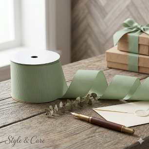Gros-grain Ruban Grosgrain Vert Sauge Luxueux – Largeur 3”