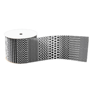 Gros-grain Ruban - Noir et blanc Motif mixte
