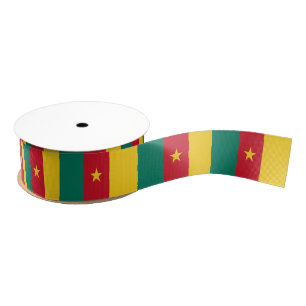 Gros-grain Ruban patriotique avec drapeau du Cameroun