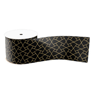 Gros-grain Ruban personnalisé Motif islamique noir et or