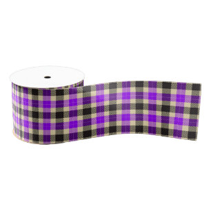 Gros-grain Ruban plaqué Tartan violet et noir