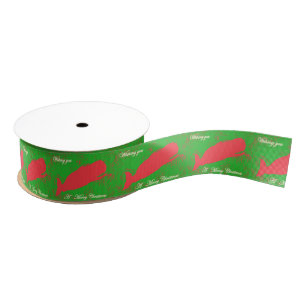 Gros-grain ruban rouge de Joyeux Noël de baleines