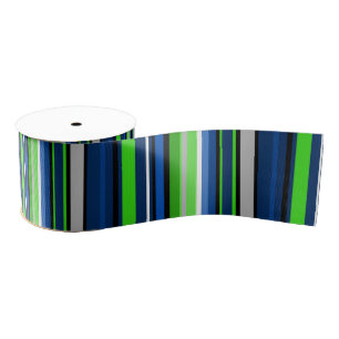 Gros-grain Ruban Super Team Sport Stripe en bleu et vert