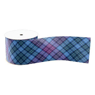 Gros-grain Ruban - Tartan bleu rose violet vert
