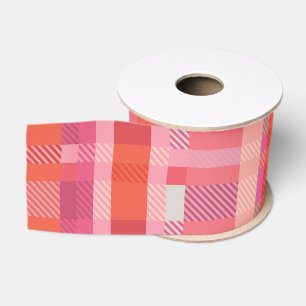 Gros-grain Tartan rose orange 3" de plaid au loin ruban de