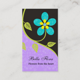 Gros gras de fleurs turquoise carte de visite modè