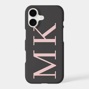 Gros Initiales Noir & Blush élégant