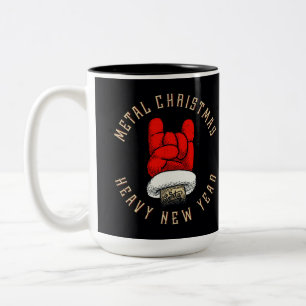 Gros Métal Noël à deux tons de café Mug