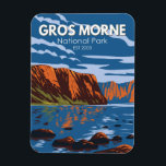 Gros Morne National Park Canada Travel Art Vintage Magnet<br><div class="desc">Gros Morne National Park vector art design. The Park has fjords and mountains that tower above a diverse panorama of beaches and bogs,  forests and barren cliffs.</div>