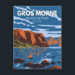 Gros Morne National Park Canada Travel Art Vintage Postcard<br><div class="desc">Gros Morne National Park vector art design. The Park has fjords and mountains that tower above a diverse panorama of beaches and bogs,  forests and barren cliffs.</div>