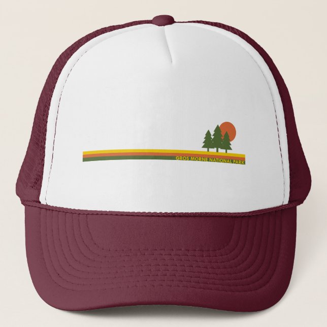 Gros Morne National Park Pine Trees Sun Trucker Hat (Front)