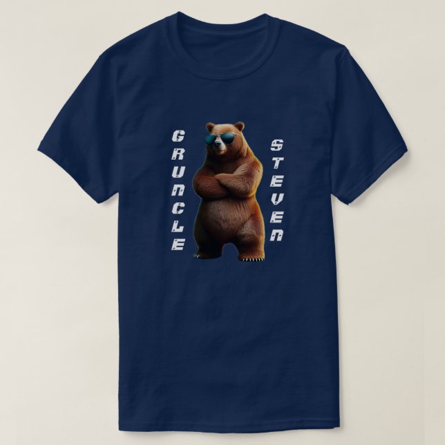 Gros-oncle drôle avec T-shirt ours Cool (Design devant)