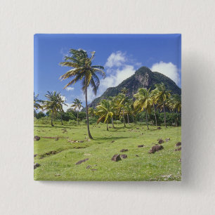 Gros Piton view along the historic trail in 2 Inch Square Button