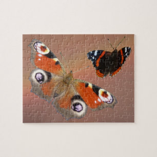 Gros plan Puzzle : Peacock et Atalanta Butterfly