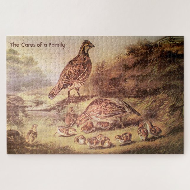 Gros puzzle Quail Family (500 pièces) (Horizontal)