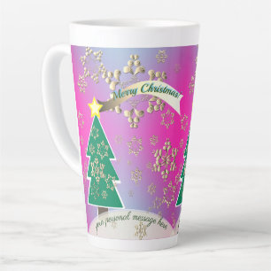Gros Snowy Purple Arbre de Noël Scène Latte Mug