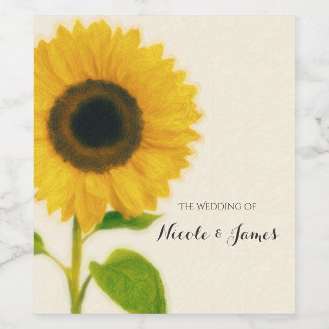 Gros Tournesol Peint Rustique Pays Vins Étiquettes (Étiquettes simples)