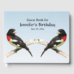 Grosbeak Bird Birthday Party Guest Book