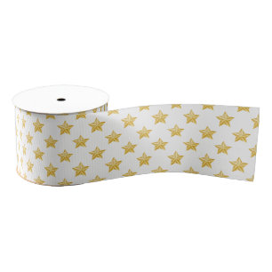 Grosgrain Ribbon-Gold Stars Grosgrain Ribbon