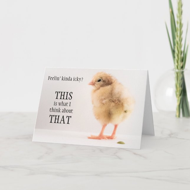 Gross Baby Chick Pooping Photo Card (Front)