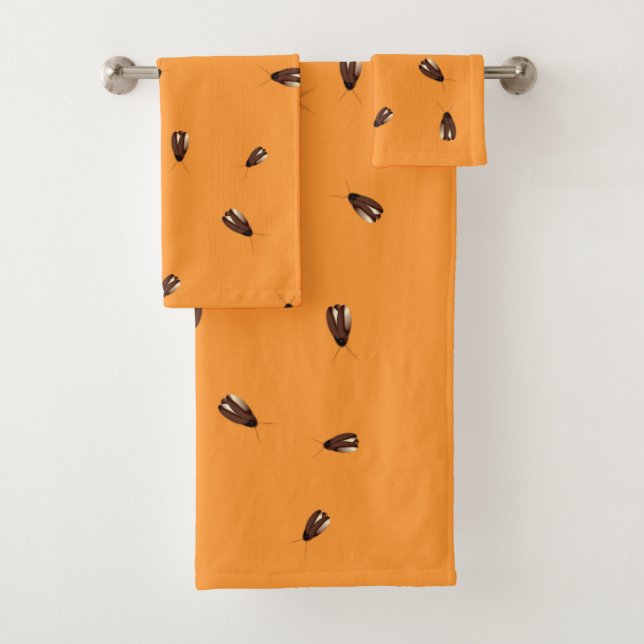 Gross Cockroaches Orange Halloween Bath Towel Set (Insitu)